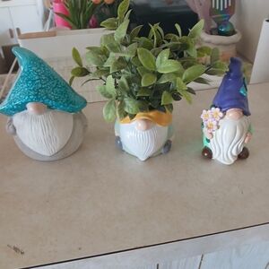 Colorful Gnome Planter Trio
